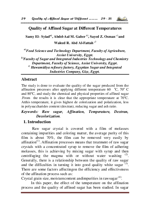 (PDF) Quality of Affined Sugar at Different Temperatures