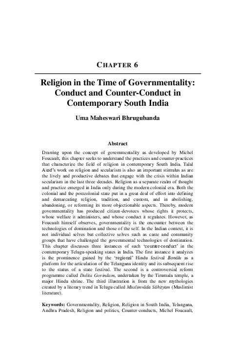 (PDF) Religion in the Time of Governmentality: Conduct and Counter ...