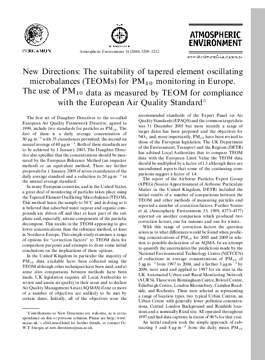 (PDF) New Directions: The suitability of tapered element oscillating ...