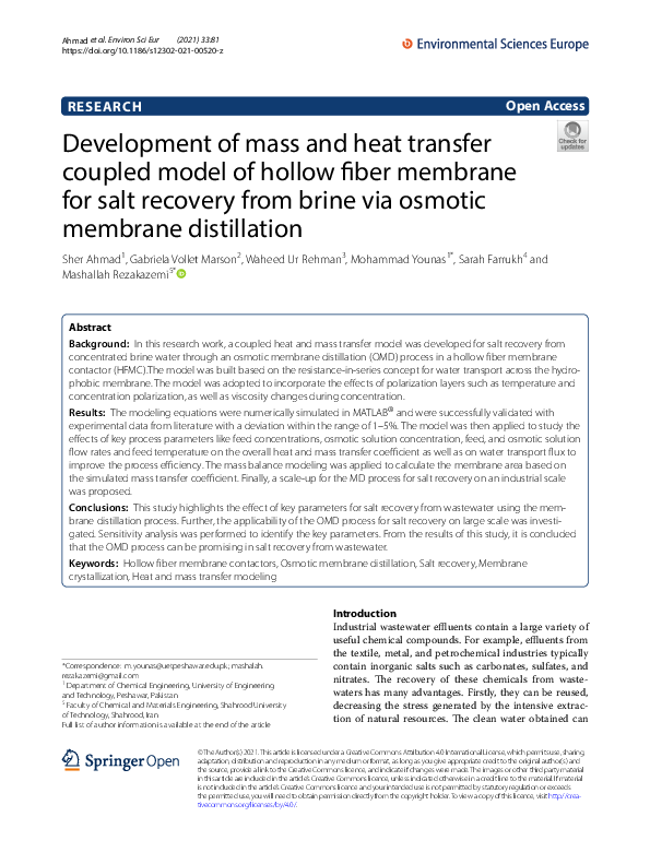 (PDF) Development of mass and heat transfer coupled model of hollow ...