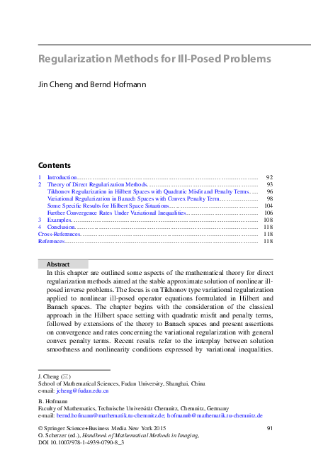 (PDF) Regularization methods for ill-posed problems in multiple Hilbert ...