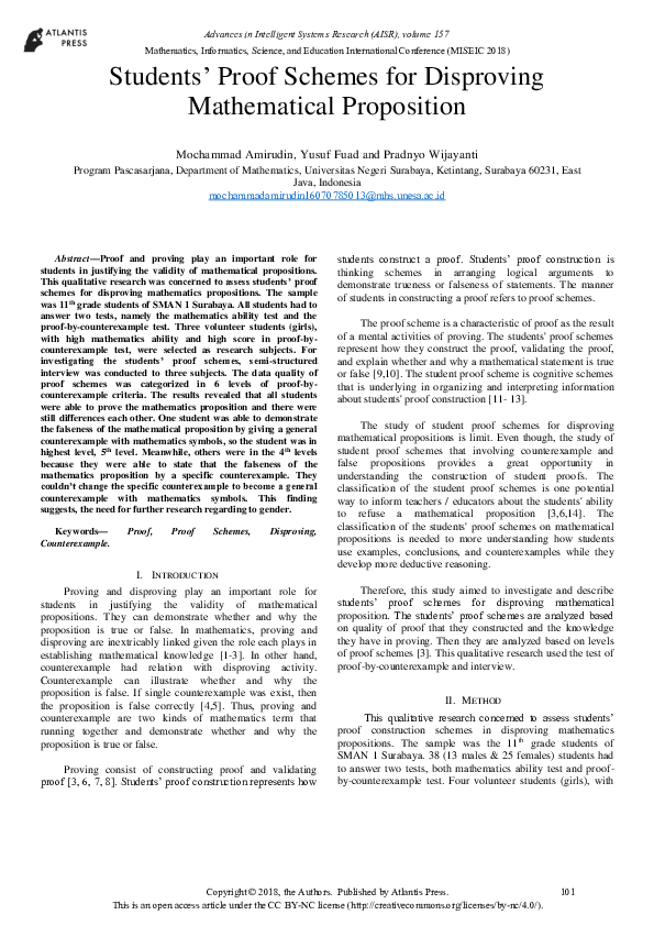 (PDF) Studentsr Proof Schemes for Disproving Mathematical Proposition