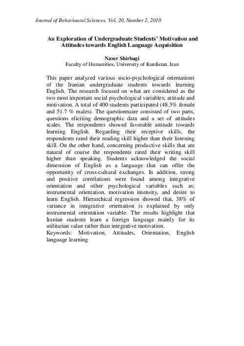 (PDF) An Exploration of Undergraduate Students' Motivation and ...