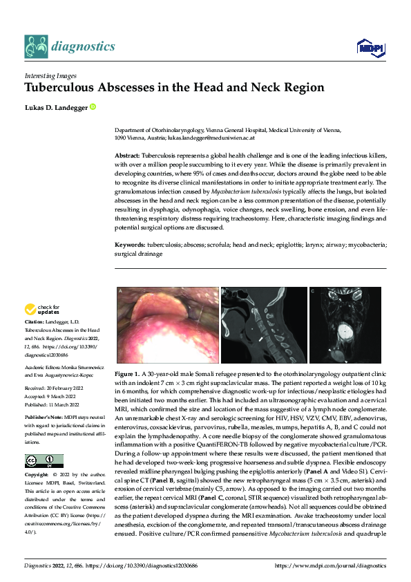 (PDF) Tuberculous Abscesses in the Head and Neck Region | Lukas ...