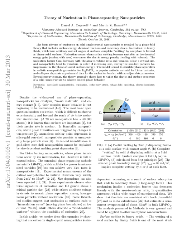 (PDF) Theory of Nucleation in Phase-separating Nanoparticles