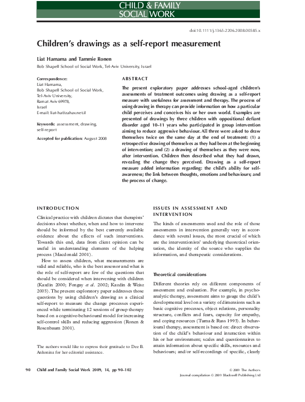 (PDF) Children's drawings as a selfreport measurement Liat Hamama