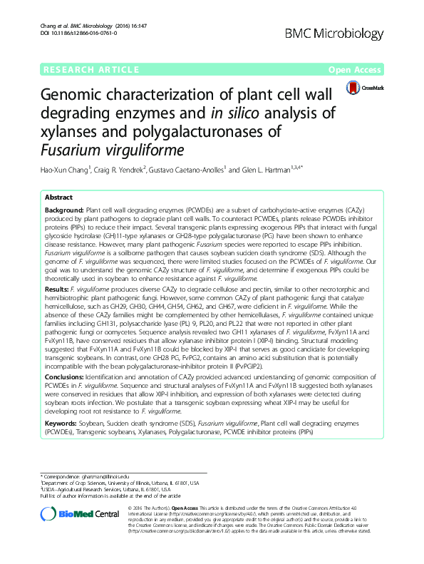 (PDF) Genomic characterization of plant cell wall degrading enzymes and ...
