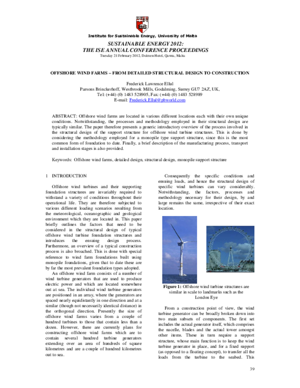 (PDF) Offshore wind farms - from detailed structural design to construction