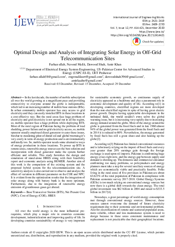 (PDF) Optimal Design and Analysis of Integrating Solar Energy in Off ...