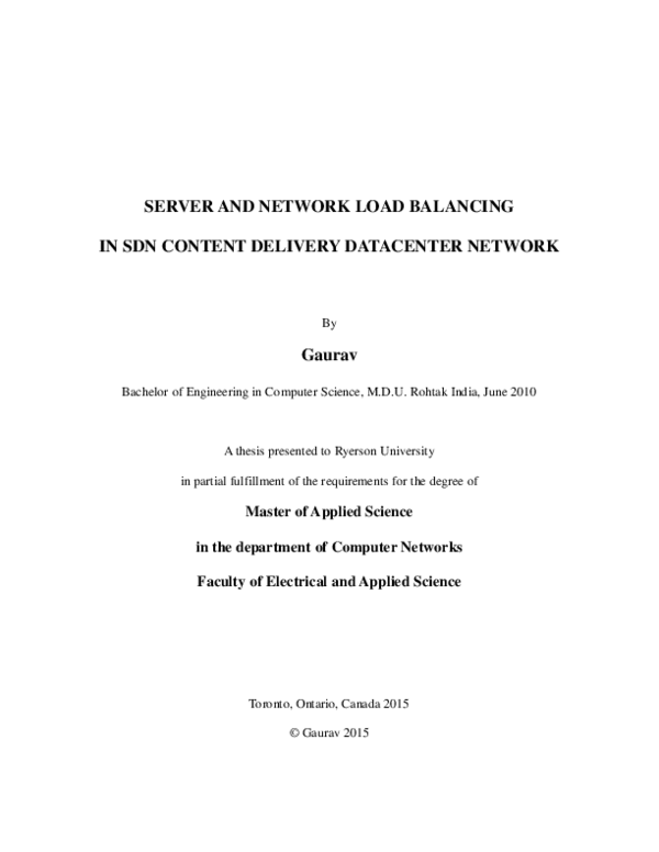 (PDF) Server and network load balancing