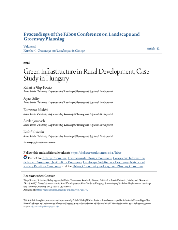 (PDF) Green Infrastructure in Rural Development, Case Study in Hungary