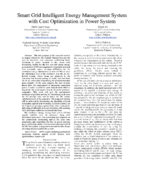 (PDF) Smart Grid Intelligent Energy Management System with Cost ...