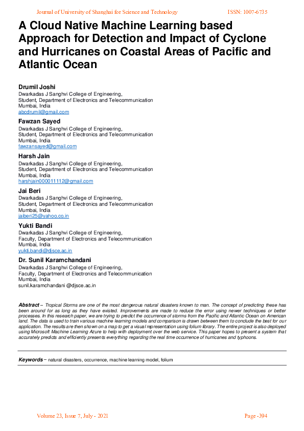 (PDF) A Cloud Native Machine Learning based Approach for Detection and ...