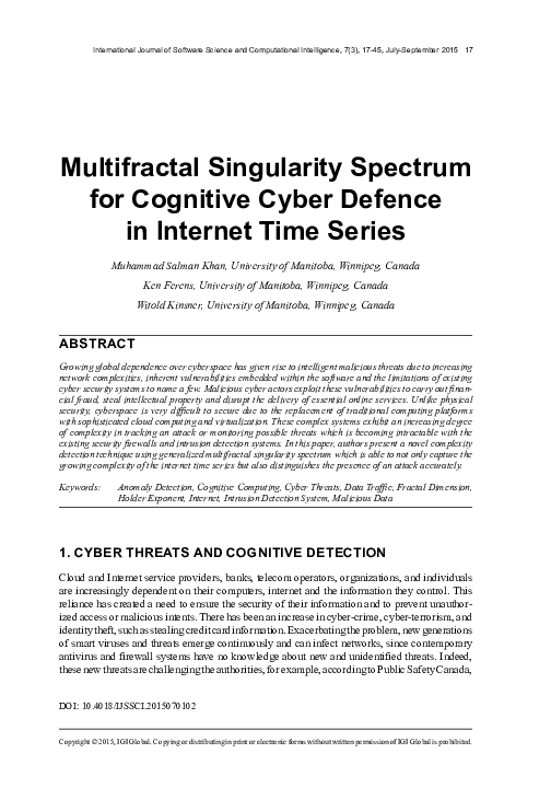 (PDF) Multifractal Singularity Spectrum for Cognitive Cyber Defence in ...