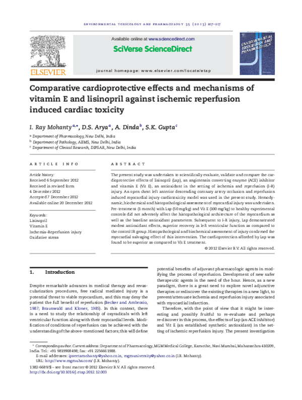 (PDF) Comparative cardioprotective effects and mechanisms of vitamin E ...