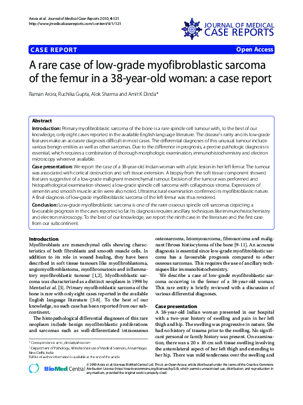 (PDF) A rare case of low-grade myofibroblastic sarcoma of the femur in ...
