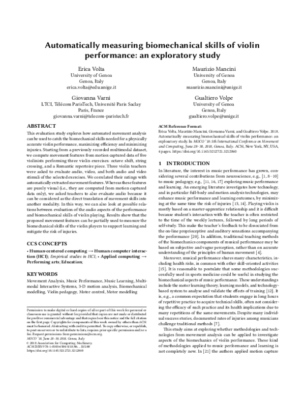 (PDF) Automatically measuring biomechanical skills of violin