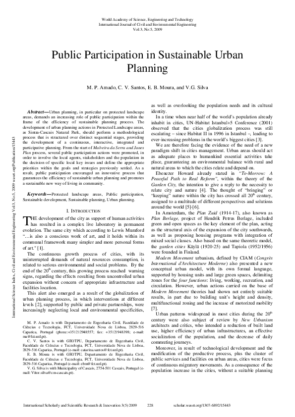 (PDF) Public Participation In Sustainable Urban Planning