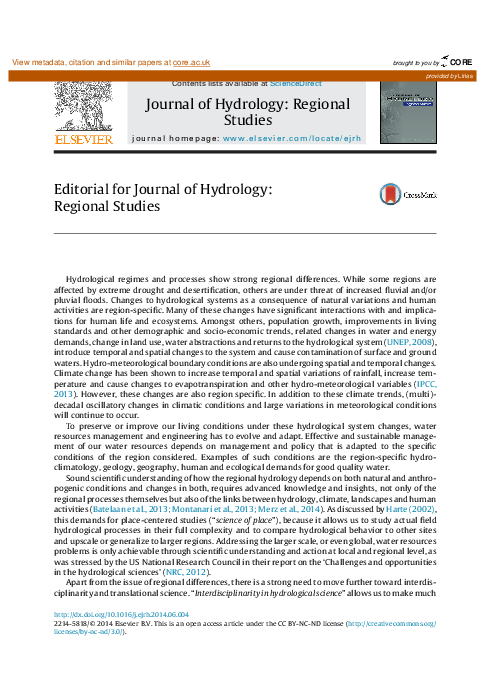 (PDF) Journal of Hydrology: Regional Studies