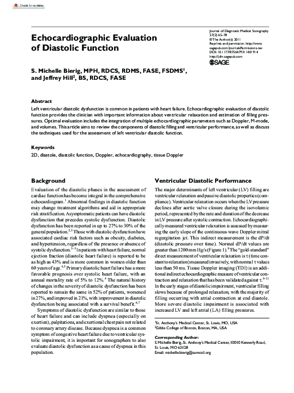 (PDF) Echocardiographic Evaluation of Diastolic Function Can Be Used to ...