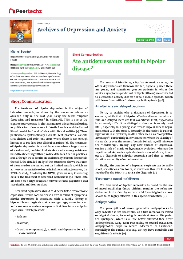 (PDF) Are antidepressants useful in bipolar disease?