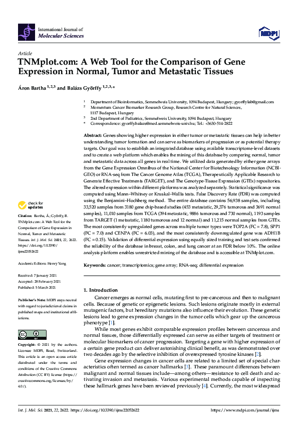 (PDF) TNMplot.com: A Web Tool for the Comparison of Gene Expression in ...