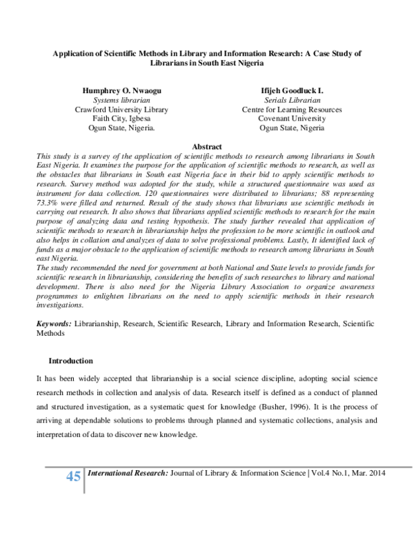 (PDF) Application of Scientific Methods in Library and Information ...