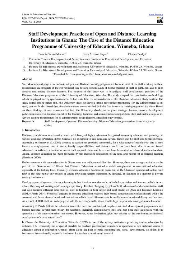 (PDF) Staff Development Practices of Open and Distance Learning ...