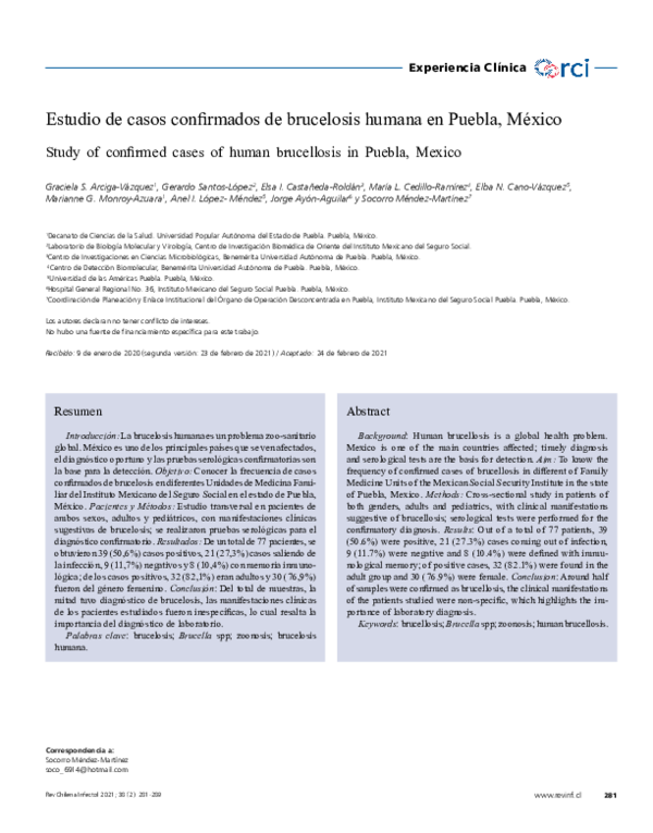 (PDF) [Study of confirmed cases of human brucellosis in Puebla, Mexico]
