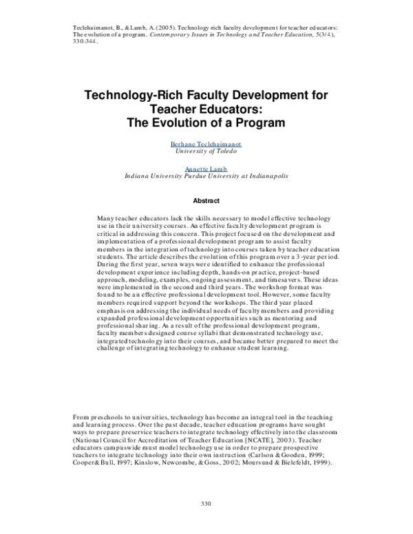 (PDF) Technology-Rich Faculty Development for Teacher Educators: The ...