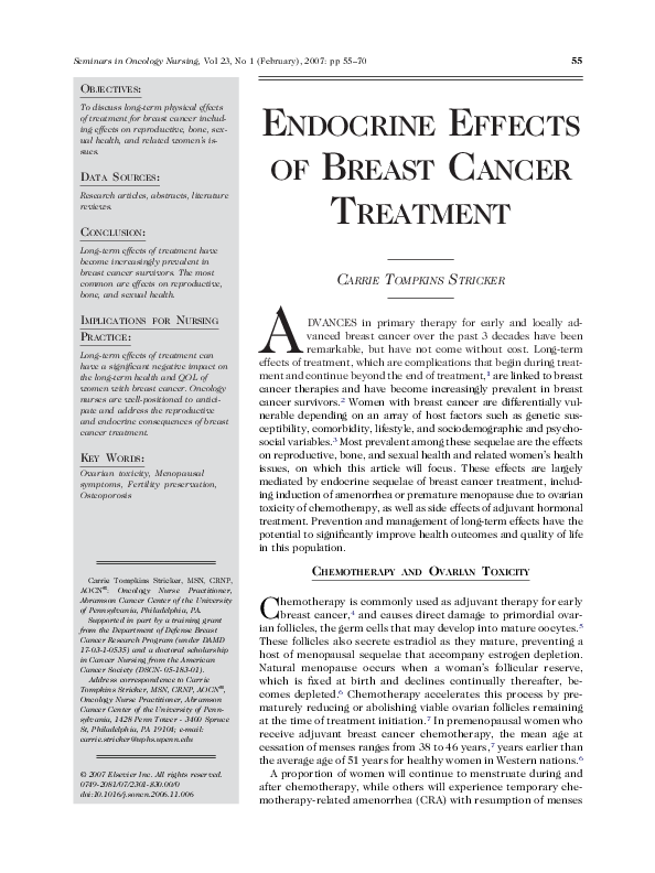 (PDF) Endocrine Effects of Breast Cancer Treatment
