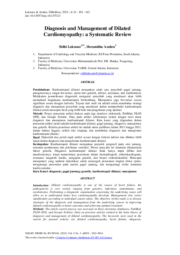 (PDF) Diagnosis and Management of Dilated Cardiomyopathy: a Systematic ...