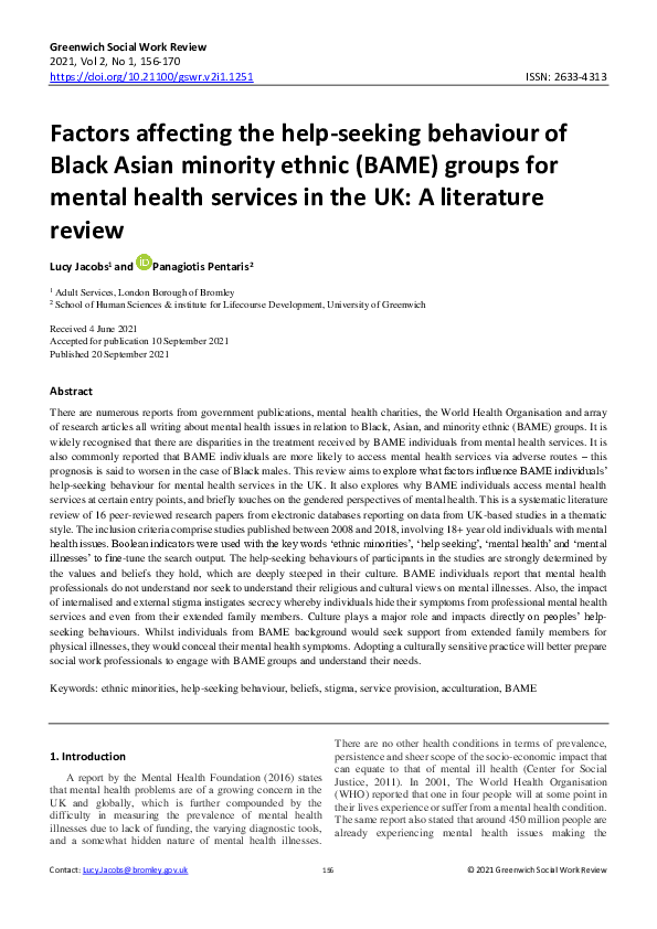 (PDF) Factors Affecting the Help-Seeking Behaviour of Black Asian ...