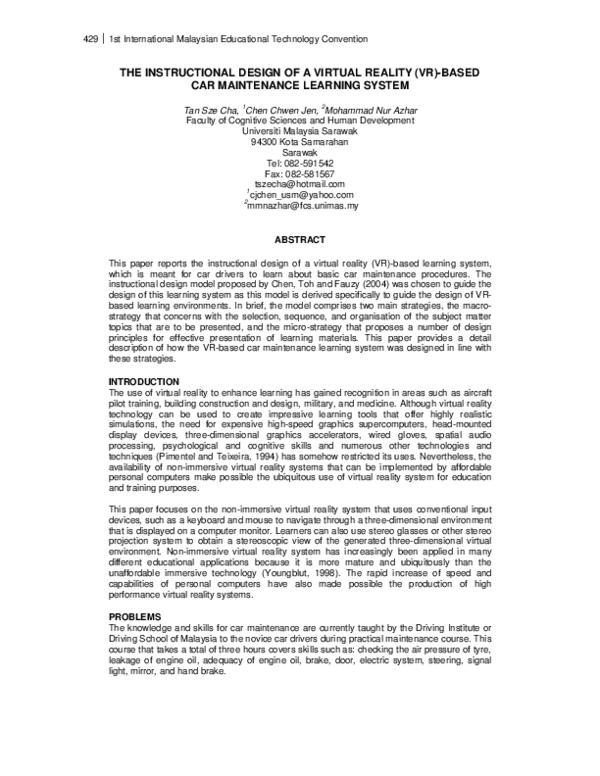 (PDF) The instructional design of a virtual reality (VR)-based car ...