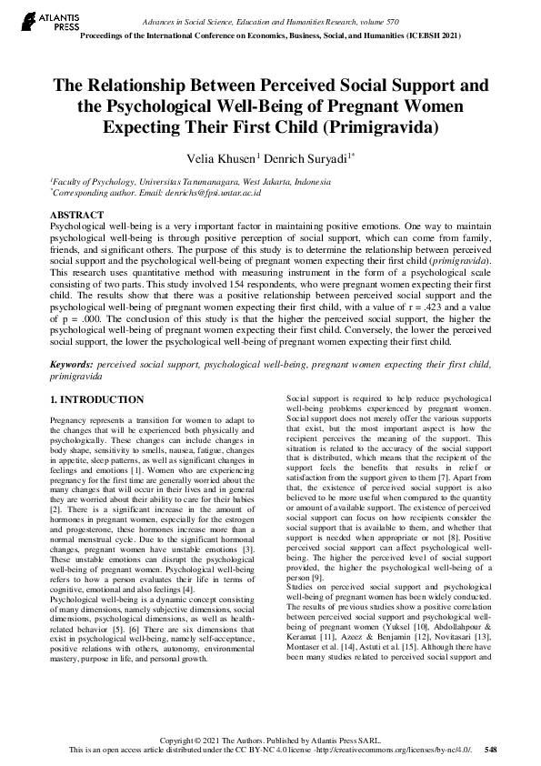 (PDF) The Relationship Between Perceived Social Support and the ...