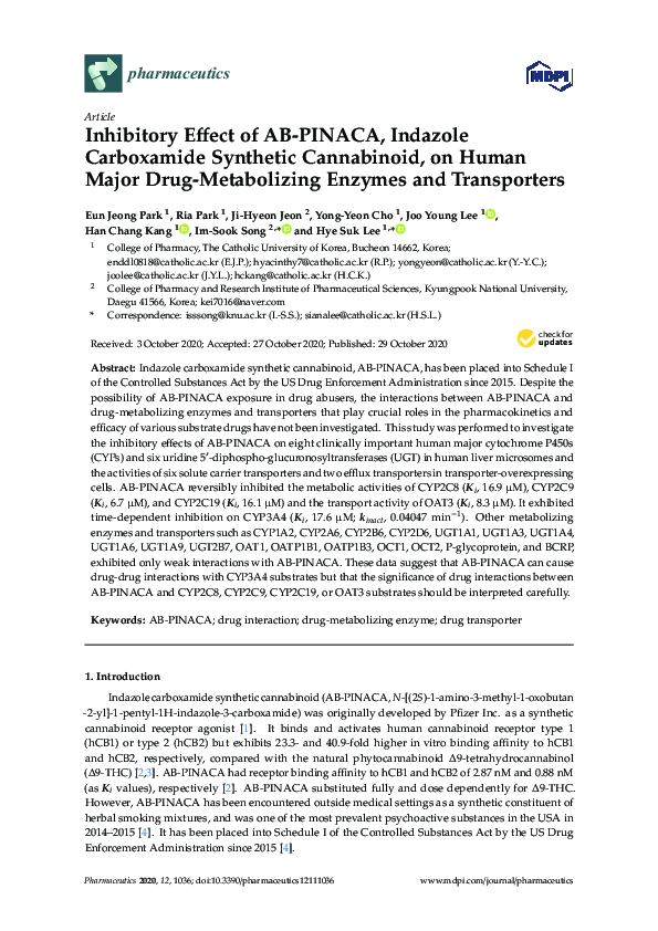 (PDF) Inhibitory Effect of AB-PINACA, Indazole Carboxamide Synthetic ...