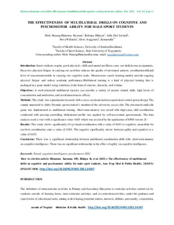 (PDF) The Effectiveness of Multilateral Drills on Cognitive and ...