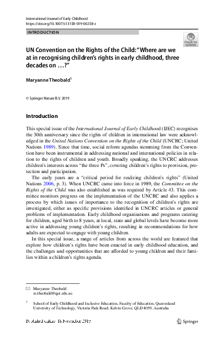 (PDF) UN Convention on the Rights of the Child: “Where are we at in ...