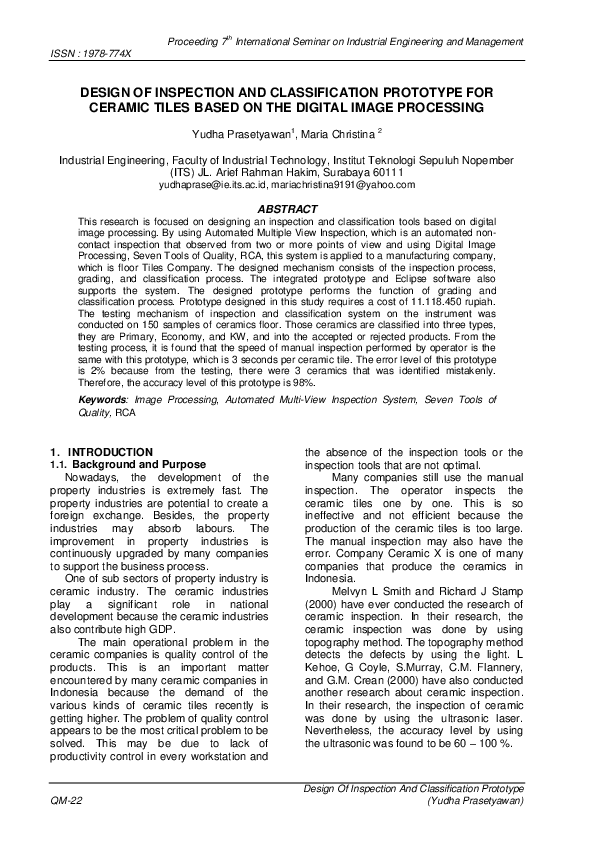 (PDF) Design of Inspection and Classification Prototype for Ceramic ...
