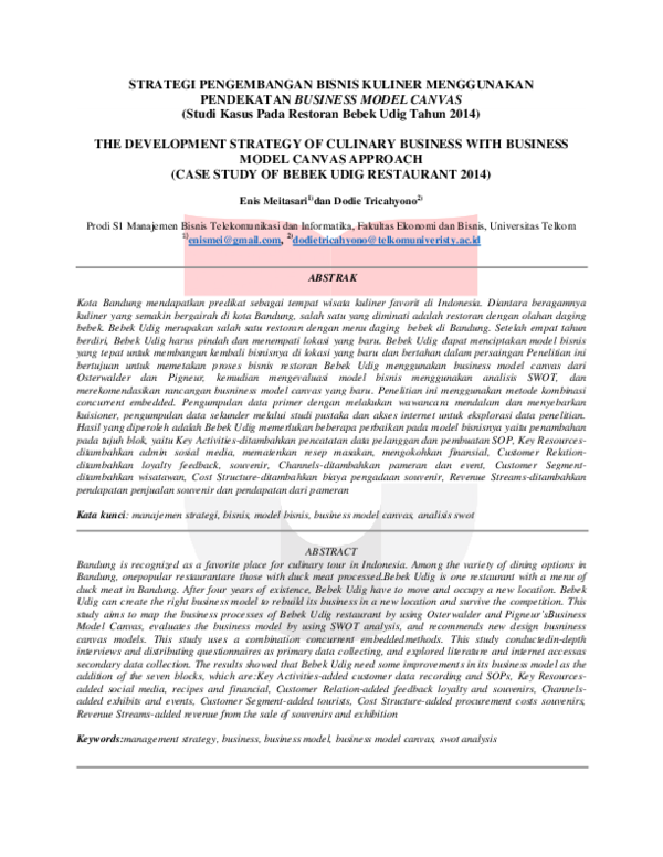 (PDF) Strategi Pengembangan Bisnis Kuliner Menggunakan Pendekatan