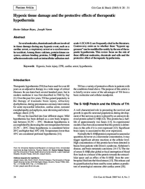 Hypoxic tissue damage and the protective effects of therapeutic hypothermia
