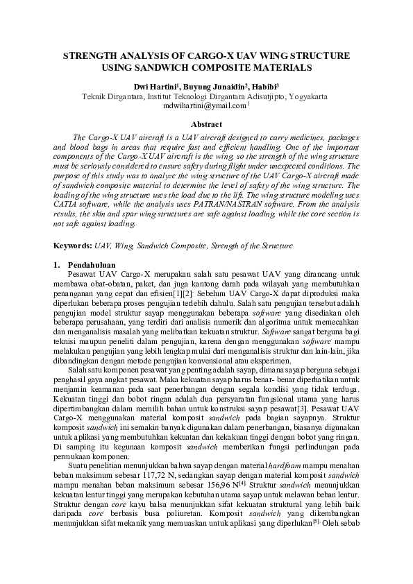 (PDF) Strength Analysis of Cargo-X Uav Wing Structure Using Sandwich ...
