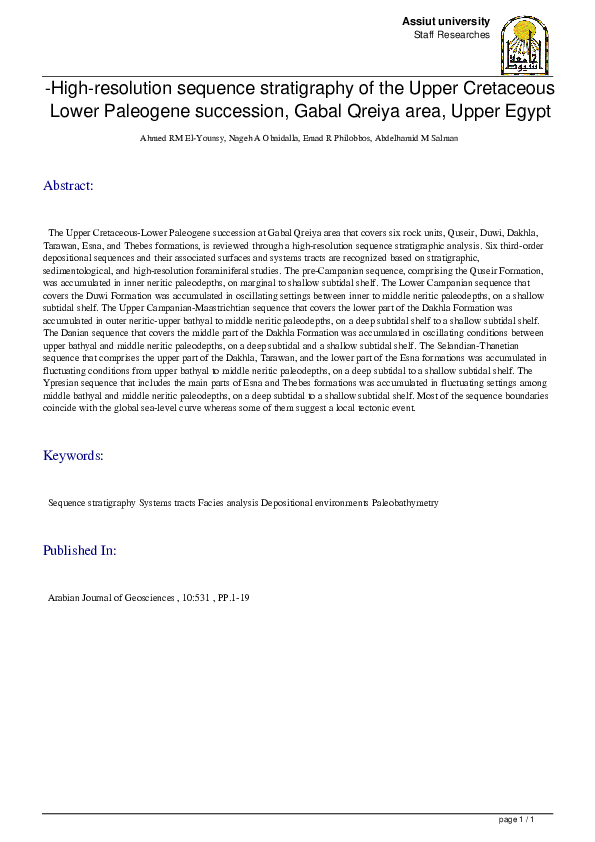 (PDF) High-resolution sequence stratigraphy of the Upper Cretaceous ...