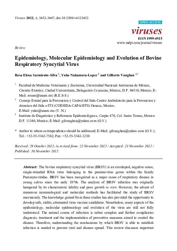 (PDF) Review Epidemiology, Molecular Epidemiology and Evolution of ...