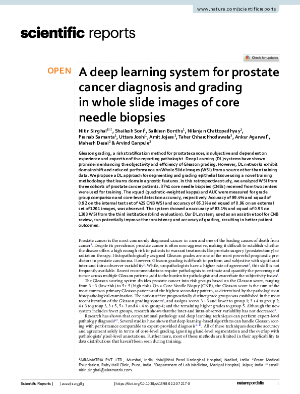 (PDF) A deep learning system for prostate cancer diagnosis and grading ...