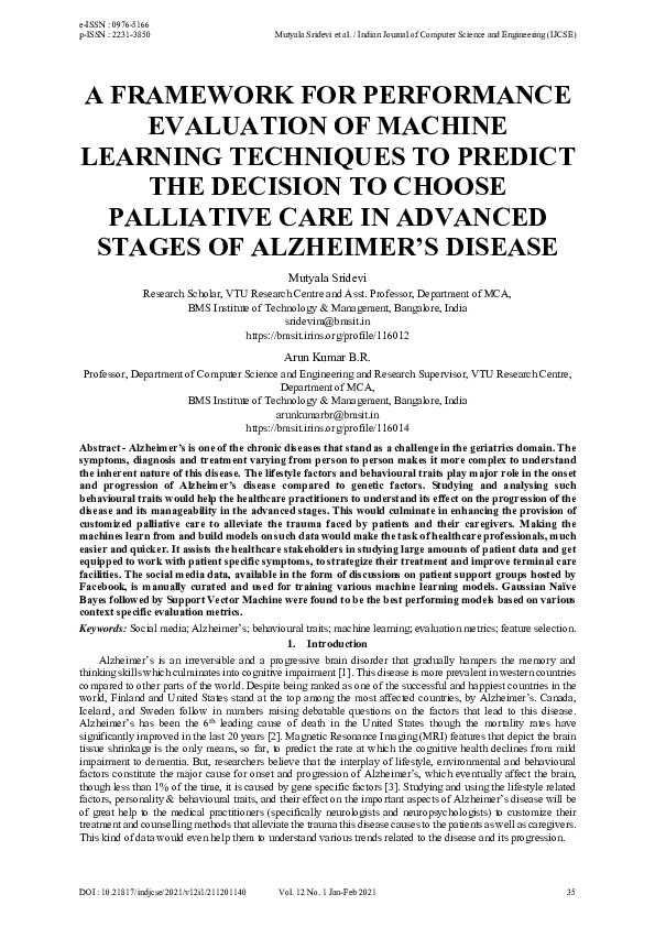 (PDF) A Framework for Performance Evaluation of Machine Learning ...