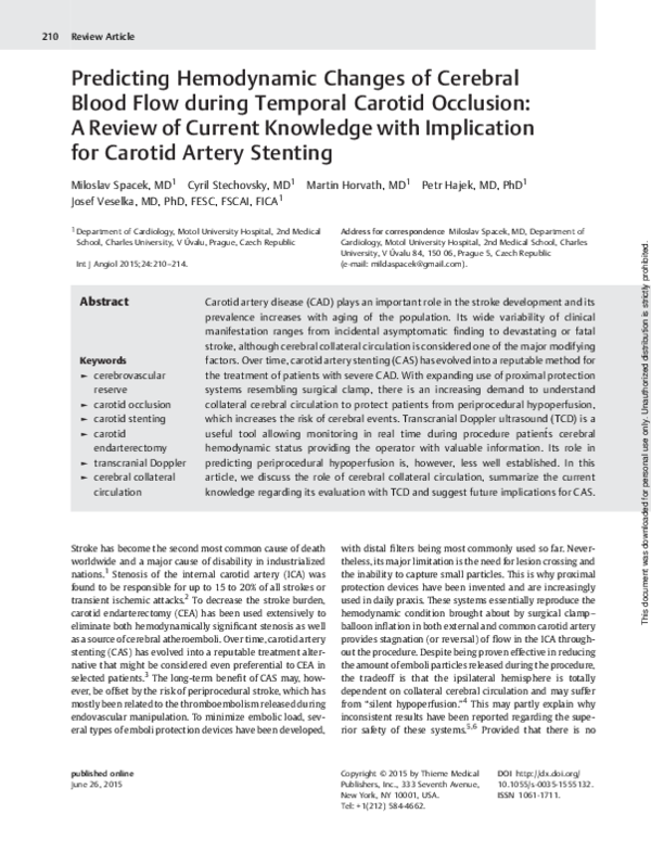 (PDF) Predicting Hemodynamic Changes of Cerebral Blood Flow during ...