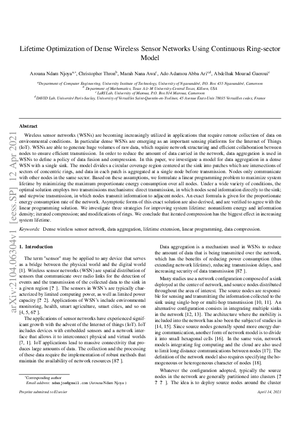 (PDF) Lifetime optimization of dense wireless sensor networks using ...