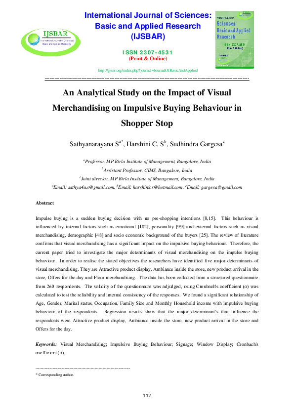 (PDF) An Analytical Study on the Impact of Visual Merchandising on ...