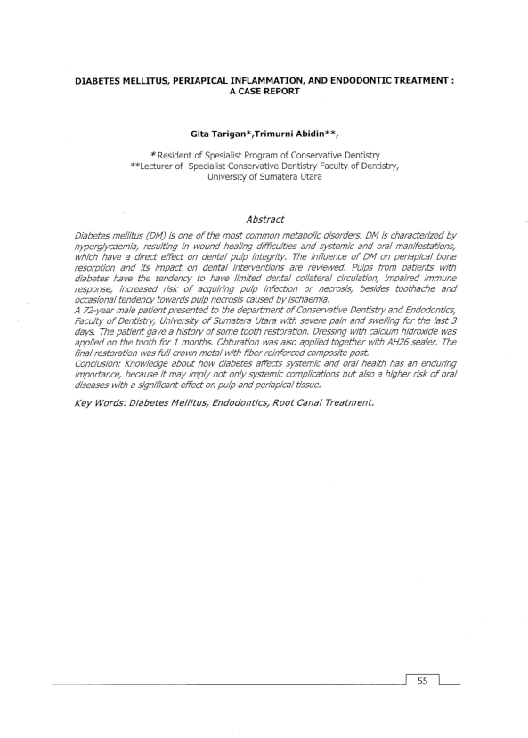 (PDF) Diabetes Mellitus, Periapical Inflammation, and Endodontic